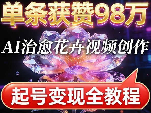 单条获赞98W,AI治愈花卉视频创作,起号变现全教程|云雀资源分享