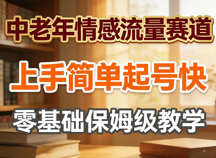 中老年情感流量赛道，上手简单起号快，零基础保姆级教学|云雀资源分享