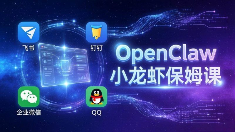 OpenClaw小龙虾保姆课： Windows/macOS/Linux/Docker全系统安装，飞书+钉钉+企业微信+QQ 全接入|云雀资源分享