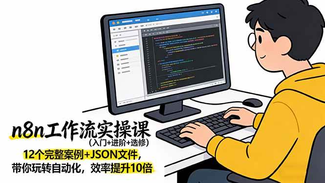 n8n工作流实操课（入门+进阶+选修）12个完整案例+JSON文件，带你玩转自动化，效率提升10倍|云雀资源分享