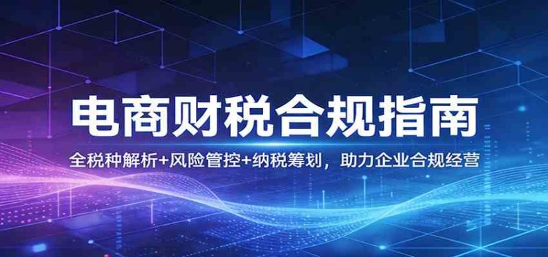 电商财税合规指南：全税种解析+风险管控+纳税筹划，助力企业合规经营|云雀资源分享