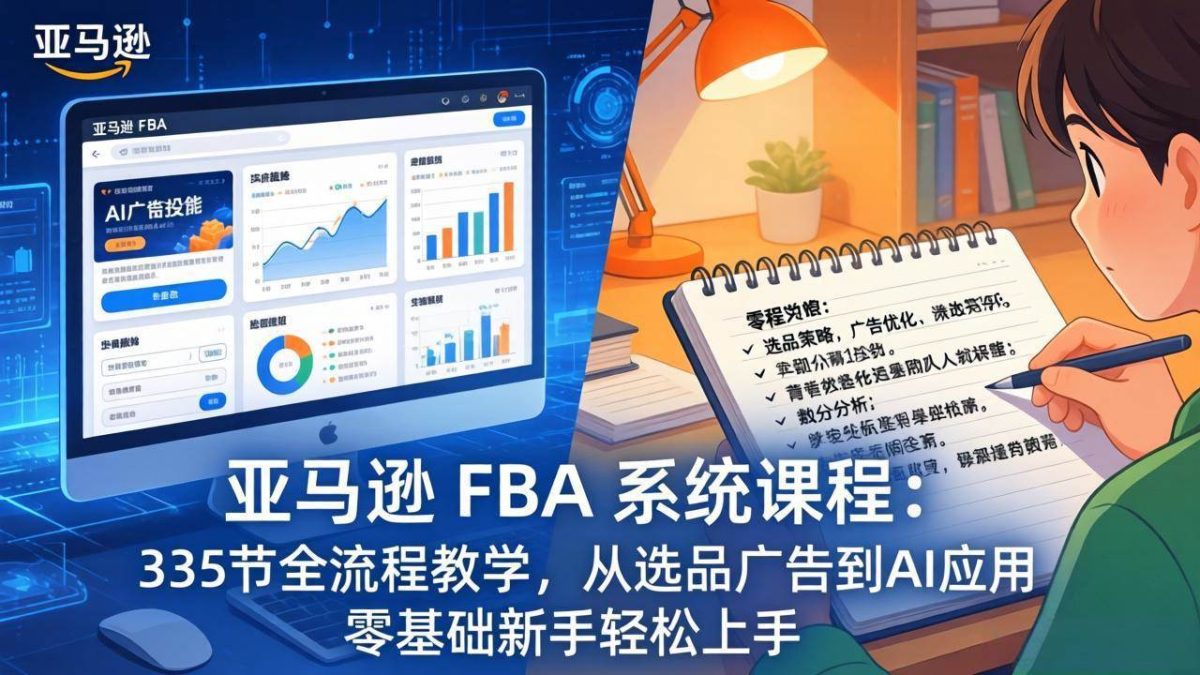 图片[1]-亚马逊 FBA 系统课程（更新26年3月）335节全流程教学，从选品广告到AI应用，零基础新手轻松上手
