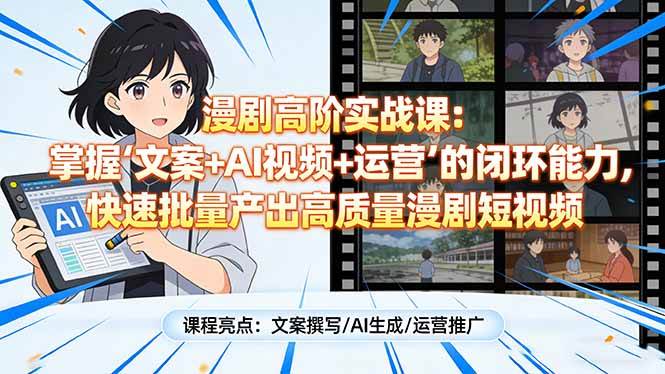 图片[1]-漫剧高阶实战课：掌握“文案+AI视频+运营”的闭环能力，快速批量产出高质量漫剧短视频