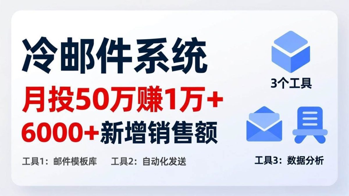 图片[1]-月投 50 刀赚 1 万 +！冷邮件系统：6000 + 新增销售额，靠 3 个工具轻松搞