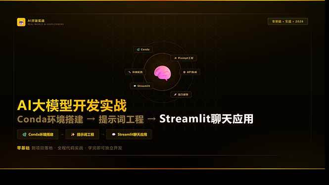 图片[1]-AI大模型开发实战：Conda环境搭建→提示词工程→Streamlit聊天应用，零基础到项目落地