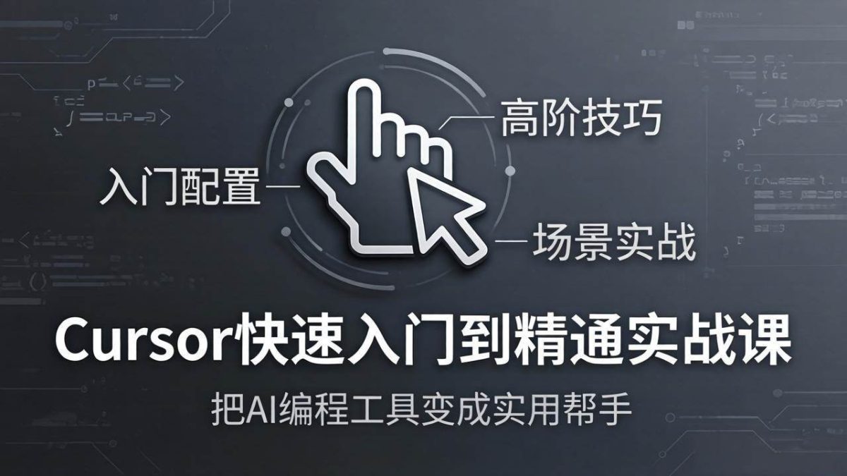 图片[1]-Cursor快速入门到精通实战课：入门配置+高阶技巧+场景实战，把AI编程工具变成实用帮手