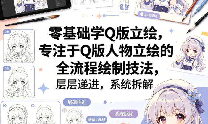 图片[1]|零基础学Q版立绘，专注于Q版人物立绘的全流程绘制技法，层层递进，系统拆解|云雀资源分享