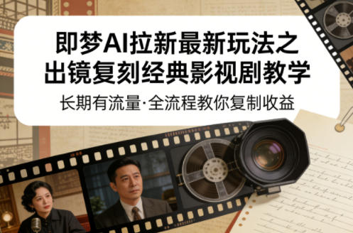 即梦AI拉新最新玩法之出镜复刻经典影视剧教学，长期有流量，全流程教你复制收益|云雀资源分享