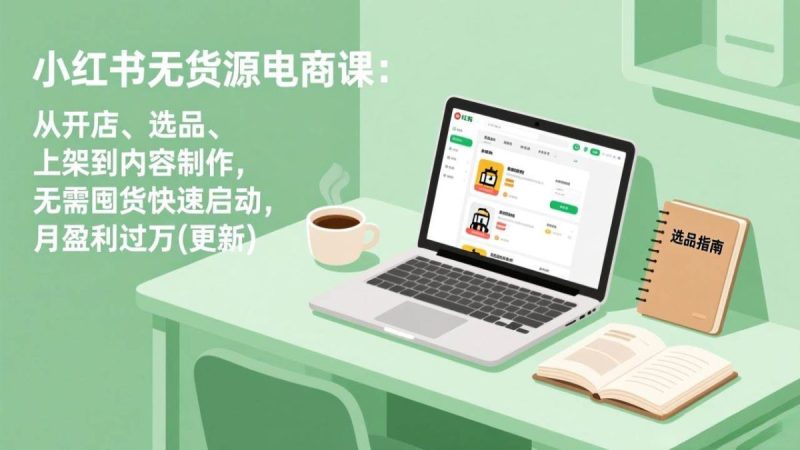 小红书无货源电商课(3月更新):从开店、选品、上架到内容制作,无需囤货快速启动,月盈利过万|云雀资源分享