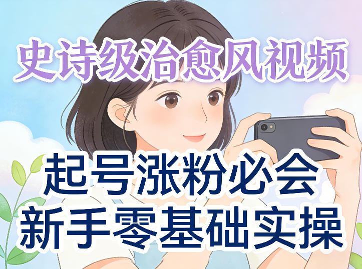史诗级治愈风视频爆了，起号涨粉必会，新手零基础实操（实操+变现全讲解）|云雀资源分享
