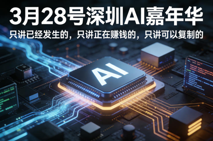 3月28号深圳AI嘉年华，只讲已经发生的，只讲正在賺钱的，只讲可以复制的|云雀资源分享