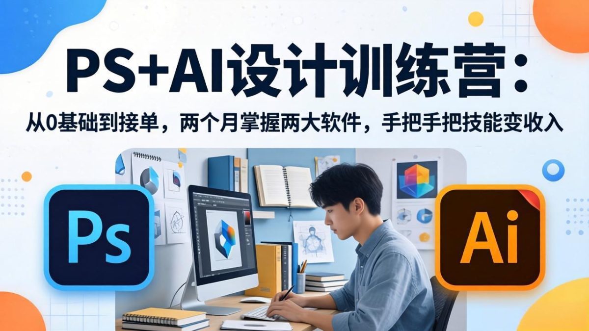 PS+AI设计训练营:从0基础到接单,两个月掌握两大软件,手把手把技能变收入|云雀资源分享