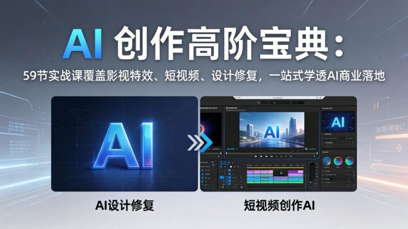 AI 创作高阶宝典：59节实战课覆盖影视特效、短视频、设计修复，一站式学透AI商业落地|云雀资源分享