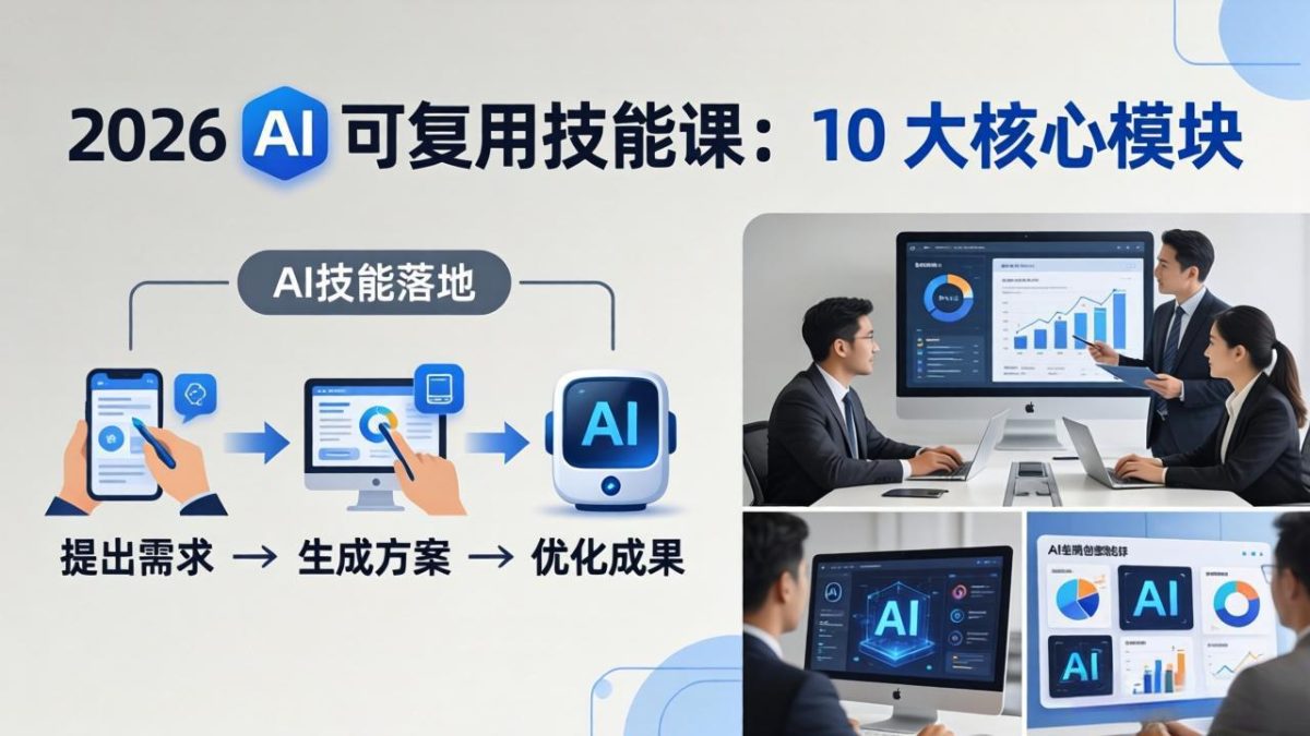 2026AI可复用技能-4月新课：10大核心模块，手把手教你把AI用进工作、产出成果|云雀资源分享