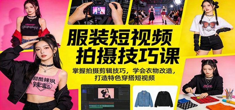 服装短视频拍摄技巧课：掌握拍摄剪辑技巧，学会衣物改造，打造特色穿搭短视频|云雀资源分享