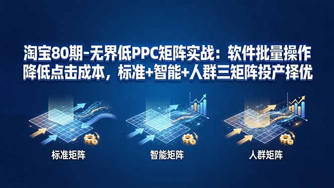 淘宝80期-无界低PPC矩阵实战：软件批量操作降低点击成本，标准+智能+人群三矩阵投产择优|云雀资源分享