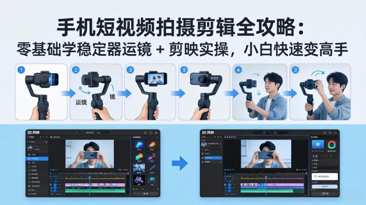 手机短视频拍摄剪辑全攻略:零基础学稳定器运镜 + 剪映实操,小白快速变高手|云雀资源分享