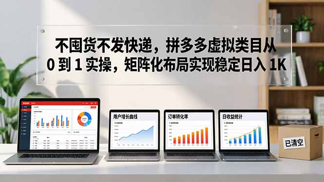 不囤货不发快递,拼多多虚拟类目从 0 到 1 实操,矩阵化布局实现稳定日入 1K|云雀资源分享