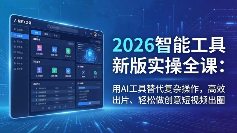 2026智能工具新版实操全课：用AI工具替代复杂操作，高效出片、轻松做创意短视频出圈|云雀资源分享