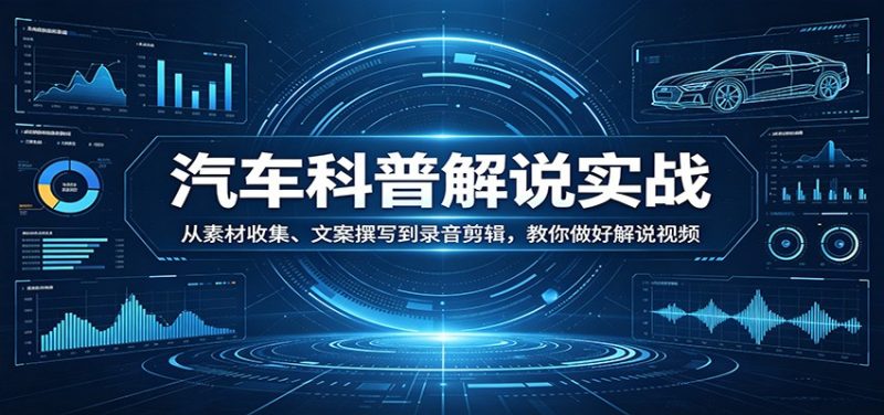 汽车科普解说实战：从素材收集、文案撰写到录音剪辑，教你做好解说视频|云雀资源分享