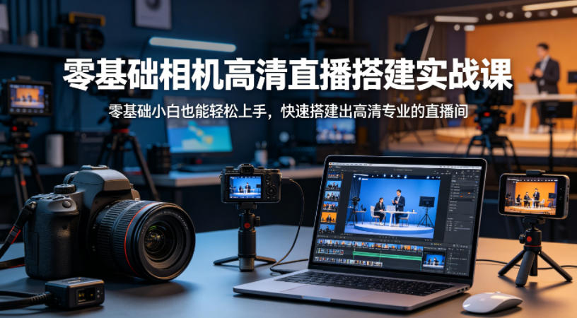 零基础相机高清直播间搭建实战课，小白也能轻松上手，快速搭建出高清专业的直播间|云雀资源分享