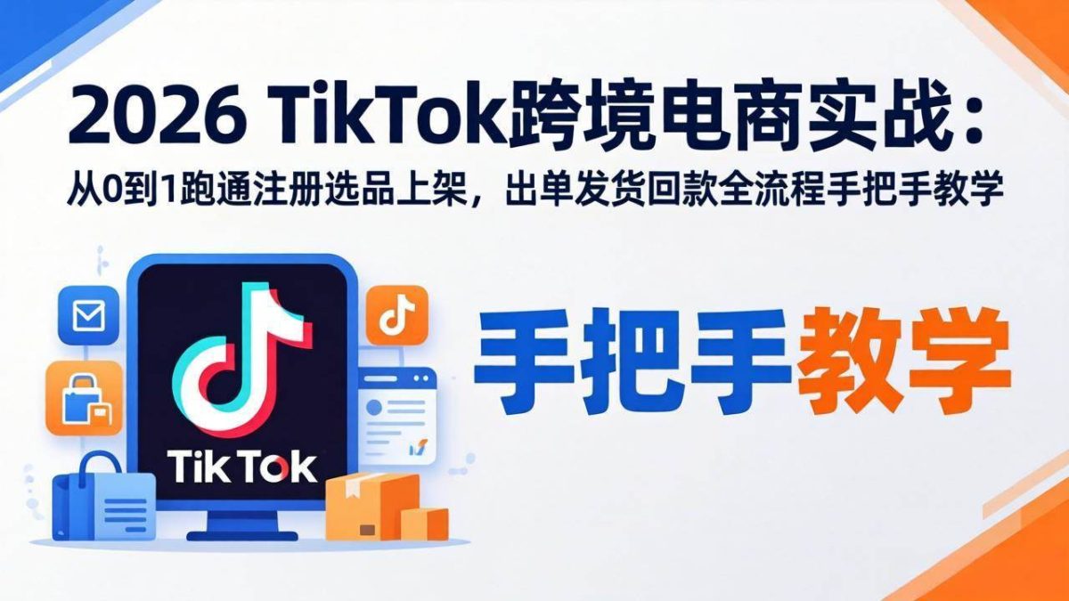 图片[1]-2026TikTok跨境电商实战：从0到1跑通注册选品上架，出单发货回款全流程手把手教学