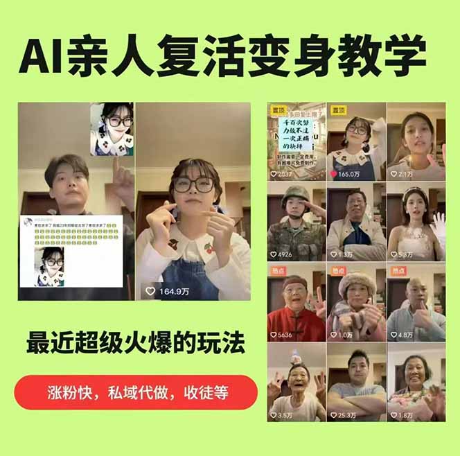 图片[1]|思念亲人AI视频教程：亲人复活+人物替换技术，条条几万赞爆款作品制作|云雀资源分享