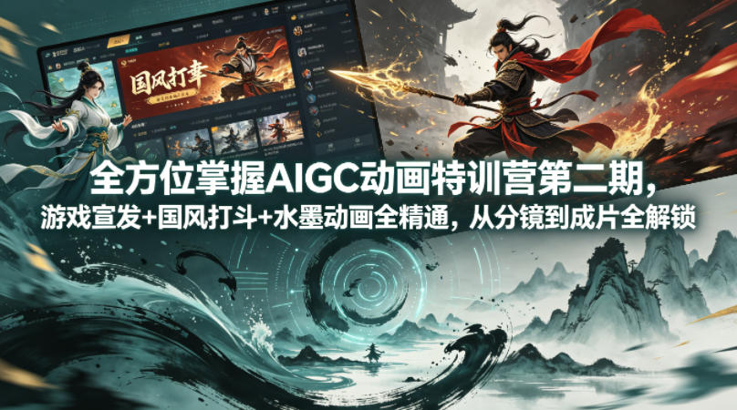 图片[1]|全方位掌握AIGC动画特训营第二期，游戏宣发+国风打斗+水墨动画全精通，从分镜到成片全解锁|云雀资源分享