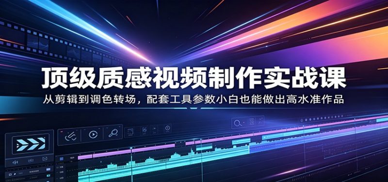 顶级质感视频制作实战课:从剪辑到调色转场,配套工具参数小白也能做出高水准作品|云雀资源分享