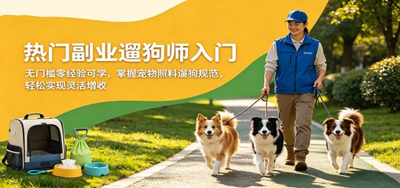 热门副业遛狗师入门,无门槛零经验可学,掌握宠物照料遛狗规范,轻松实现灵活增收|云雀资源分享