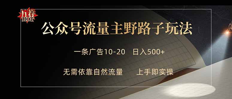 公众号流量主野路子玩法 单条广告10-20元 日入500+|云雀资源分享