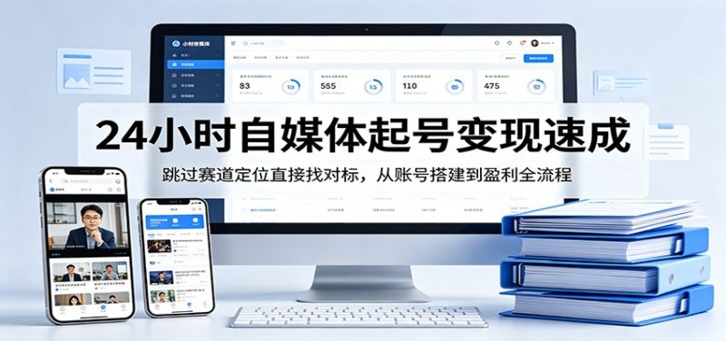24小时自媒体起号变现速成，跳过赛道定位直接找对标，从账号搭建到盈利全流程|云雀资源分享