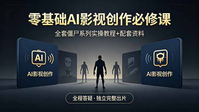 零基础AI影视创作必修课，全套僵尸系列实操教程加配套资料，全程答疑带你独立完整出片|云雀资源分享