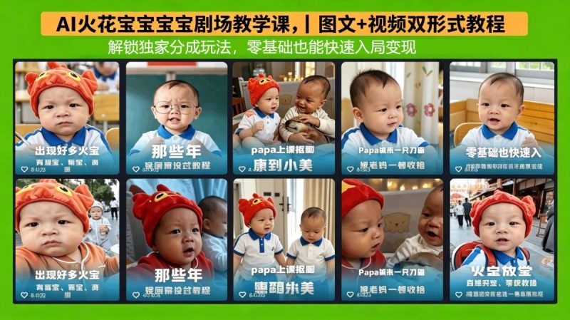 AI火花宝宝宝宝剧场教学课，图文+视频双形式教程，解锁独家分成玩法，零基础也能快速入局变现|云雀资源分享