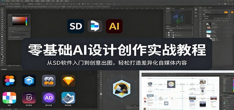 零基础AI设计创作实战教程:从SD软件入门到创意出图,轻松打造差异化自媒体内容|云雀资源分享