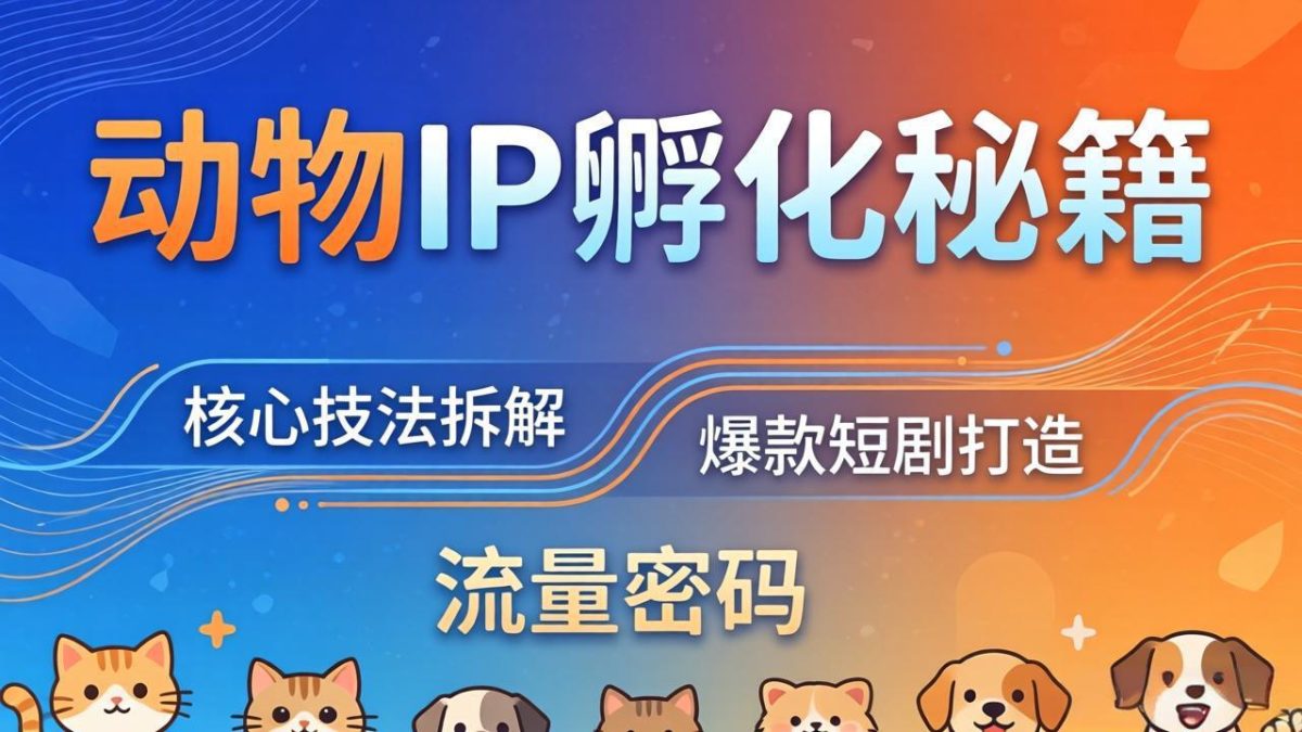动物IP孵化全套秘籍，三大核心技法拆解，打造爆款萌宠短剧，轻松拿捏赛道流量密码|云雀资源分享