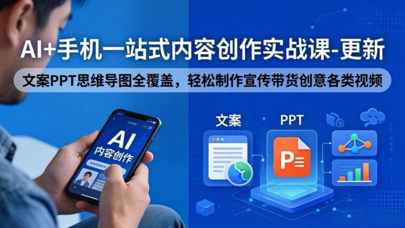 AI+手机一站式内容创作实战课-更新,文案PPT思维导图全覆盖,轻松制作宣传带货创意各类视频|云雀资源分享