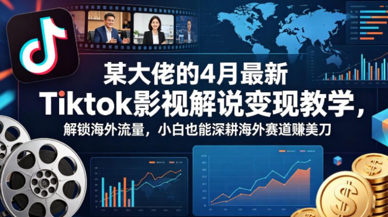 某大佬的4月最新Tiktok影视解说变现教学，解锁海外流量，小白也能深耕海外赛道賺美刀|云雀资源分享