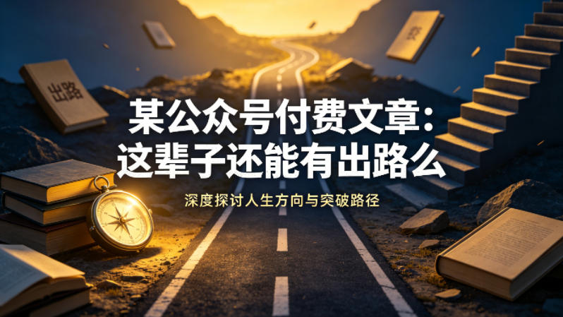 某公众号付费文章：这辈子还能有出路么|云雀资源分享