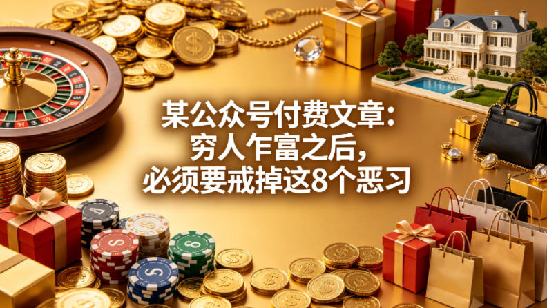 某公众号付费文章：穷人乍富之后，必须要戒掉这8个恶习|云雀资源分享