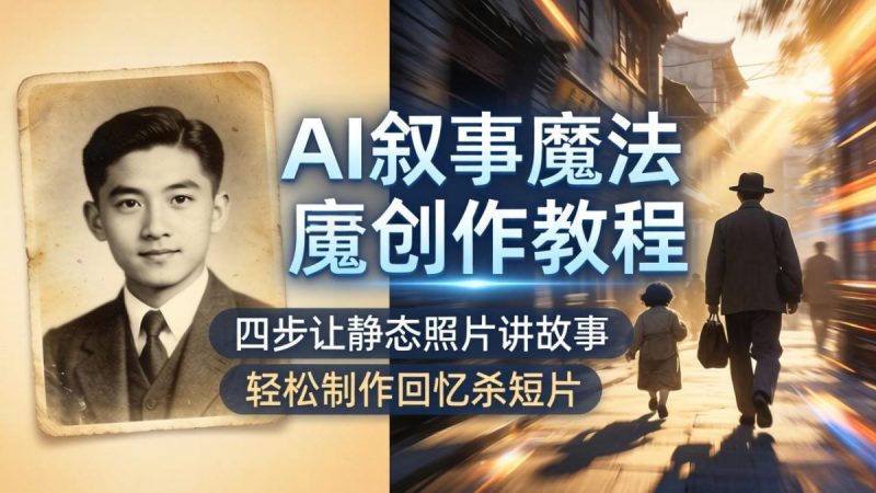 AI叙事魔法创作教程，四步让静态照片讲故事，老照片修复加动态特效，轻松制作回忆杀短片|云雀资源分享