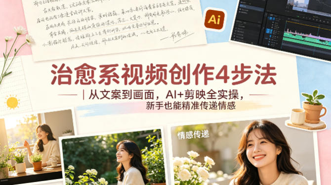 治愈系视频创作4步法｜从文案到画面，AI+剪映全实操，新手也能精准传递情感|云雀资源分享