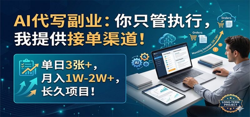 AI代写副业：你只管执行，我提供接单渠道！单日3张+，月入1W-2W+，长久项目|云雀资源分享