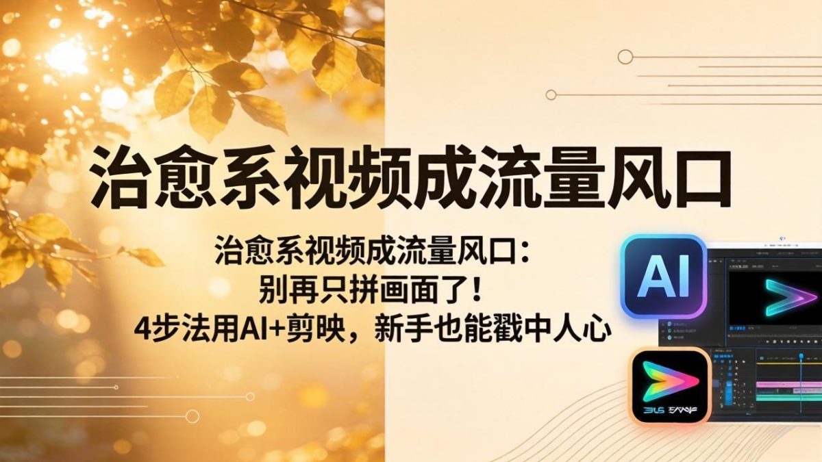 治愈系视频成流量风口：别再只拼画面了！4步法用AI+剪映，新手也能戳中人心|云雀资源分享