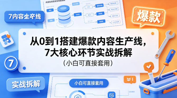 从0到1搭建爆款内容生产线，7大核心环节实战拆解(小白可直接套用)|云雀资源分享
