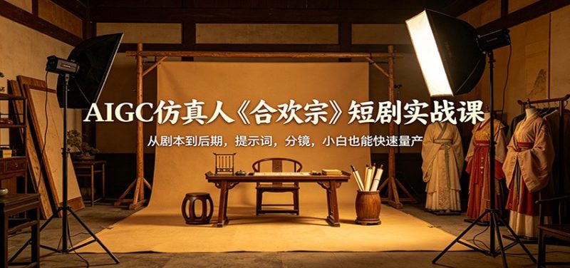 AIGC仿真人《合欢宗》短剧实战课：从剧本到后期，提示词，分镜，小白也能快速量产|云雀资源分享
