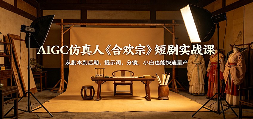 AIGC仿真人《合欢宗》短剧实战课：从剧本到后期，提示词，分镜，小白也能快速量产|云雀资源分享
