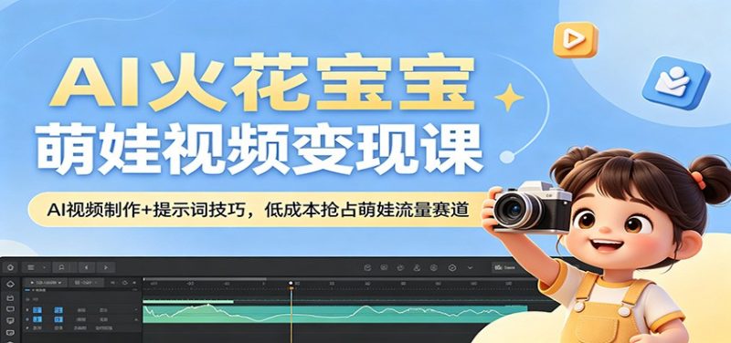 AI火花宝宝萌娃视频变现课：AI视频制作+提示词技巧，低成本抢占萌娃流量赛道|云雀资源分享