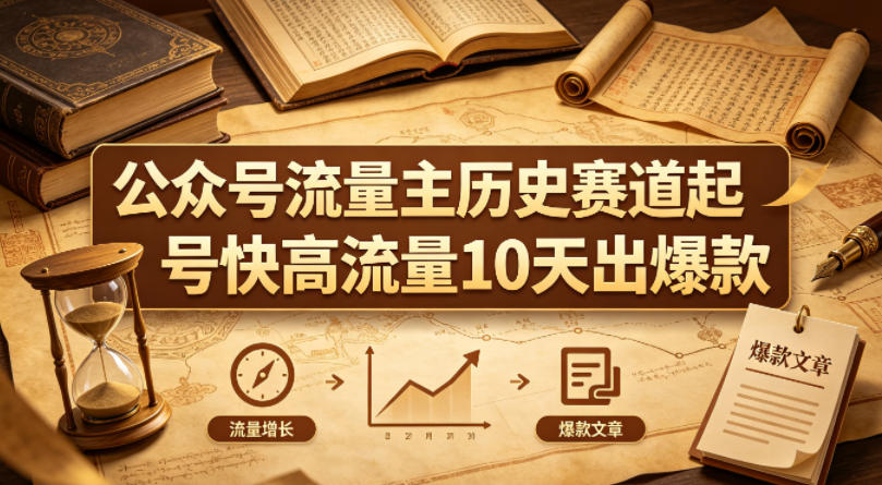 公众号流量主之历史赛道，起号快+高流量，10天就能出爆款！|云雀资源分享