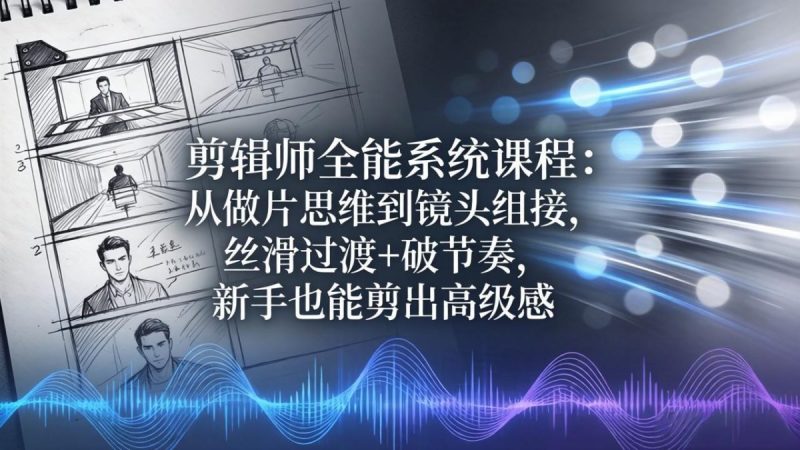 剪辑师全能系统课程：从做片思维到镜头组接，丝滑过渡+破节奏，新手也能剪出高级感|云雀资源分享